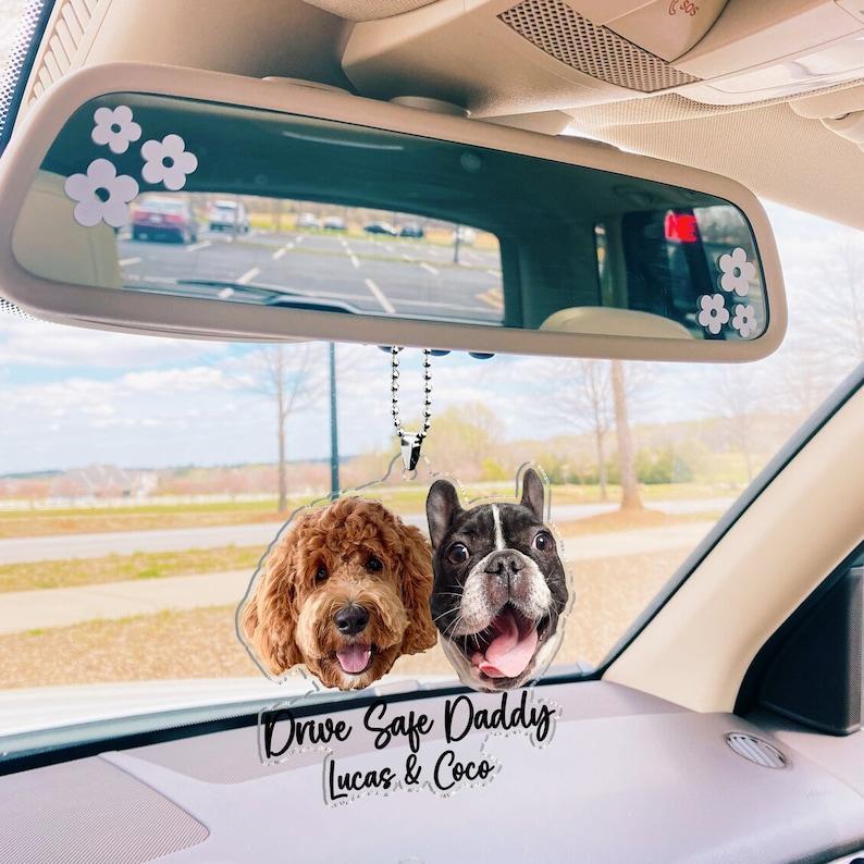 Cadeaux De Fête Des Pères Pour Papa Chien, Décoration De Voiture Personnalisée Avec Photo D'animal À Suspendre, Cadeaux Pour Amoureux Des Chiens, Accessoires De Voiture, Idée Cadeau Personnalisée Pour Papa « conduisez Prudemment » - MyFaceSocksFR