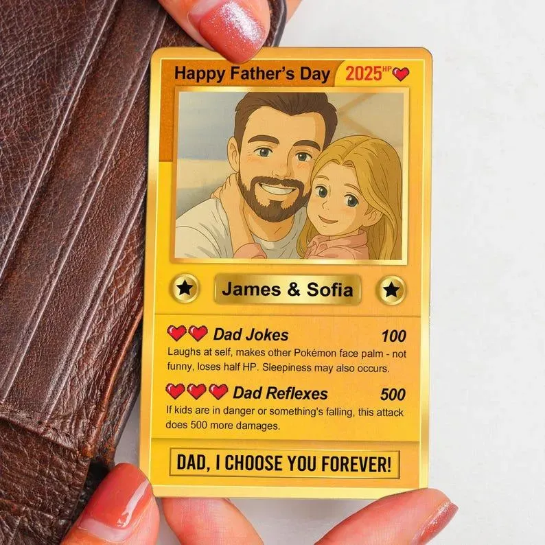 Carte Poke Fête des Pères Carte Personnalisée Cadeau pour Papa Idée Cadeau Fête des Pères Carte Personnalisée Cadeau