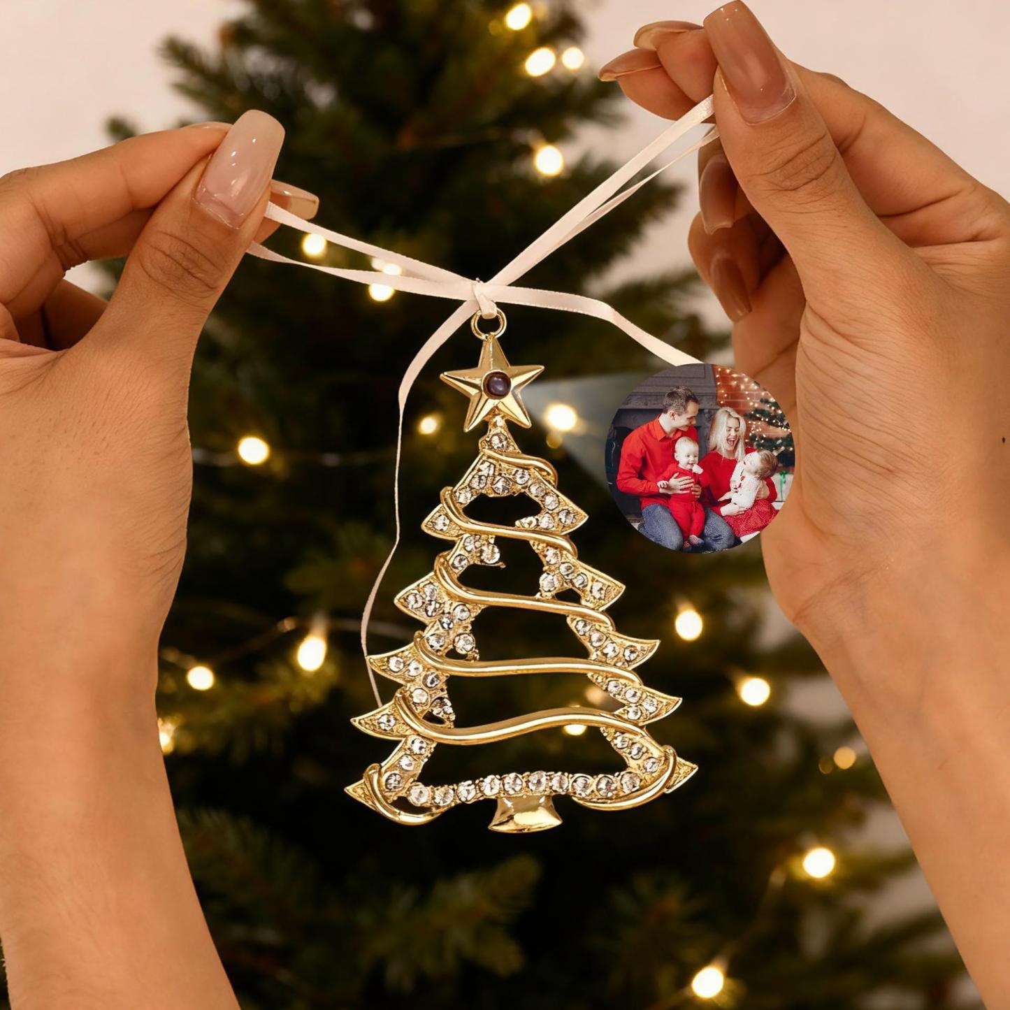 Ornement D'arbre De Noël Avec Photo Personnalisée Pour Cadeau Commémoratif, Décoration Souvenir De Famille Avec Accents De Cristal - MyFaceSocksFR