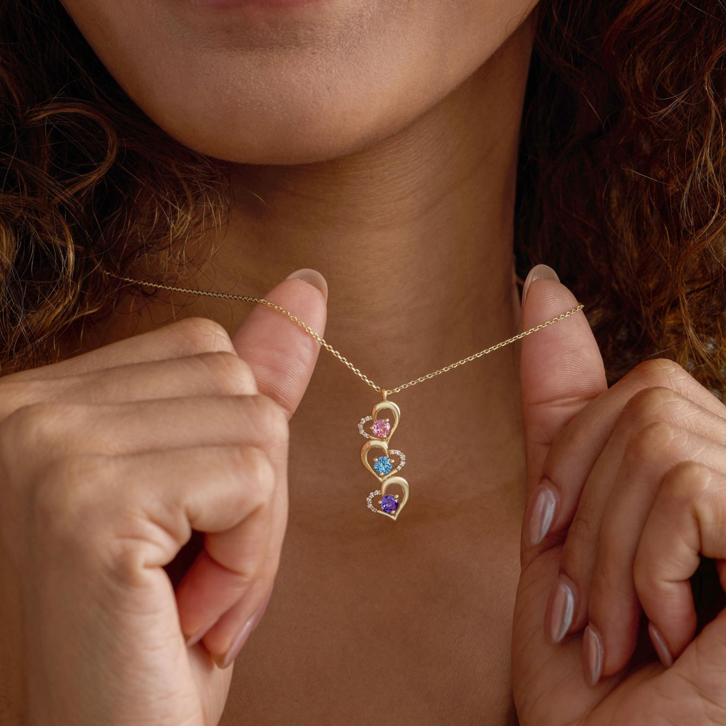 Collier Cœur Personnalisé Avec Pierres De Naissance, Collier Familial Avec Pierres De Naissance, Collier Avec Plusieurs Pierres De Naissance, Collier Pour Maman, Cadeau De Noël Pour Elle - MyFaceSocksFR