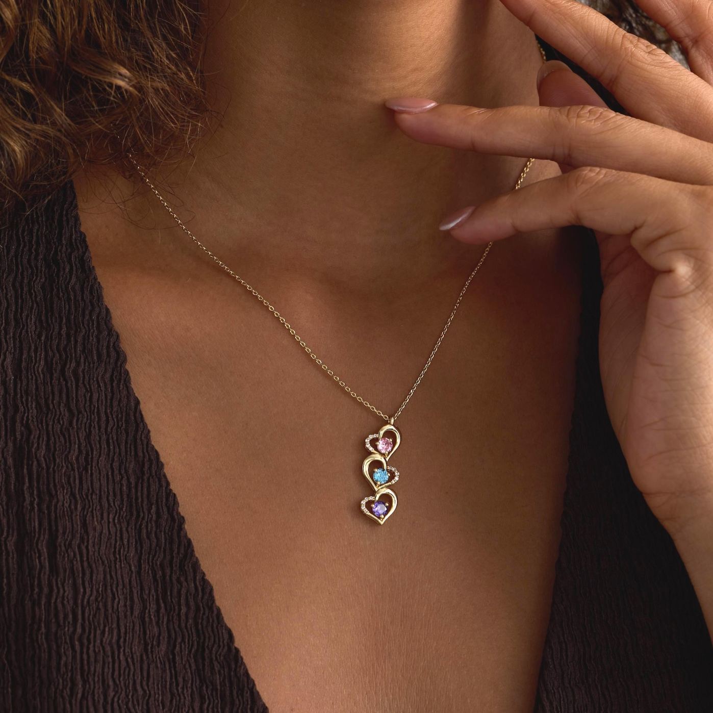 Collier Cœur Personnalisé Avec Pierres De Naissance, Collier Familial Avec Pierres De Naissance, Collier Avec Plusieurs Pierres De Naissance, Collier Pour Maman, Cadeau De Noël Pour Elle - MyFaceSocksFR