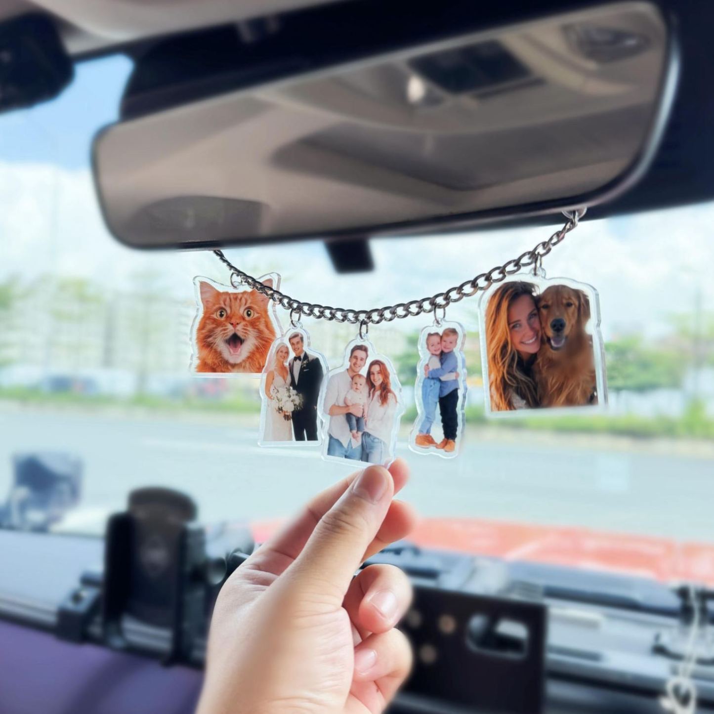 Breloques Personnalisées Pour Voiture, Accessoires De Rétroviseur Pour Femmes, Ornement Photo, Décoration Auto, Idée Cadeau Originale, Jolis Accessoires De Voiture - MyFaceSocksFR