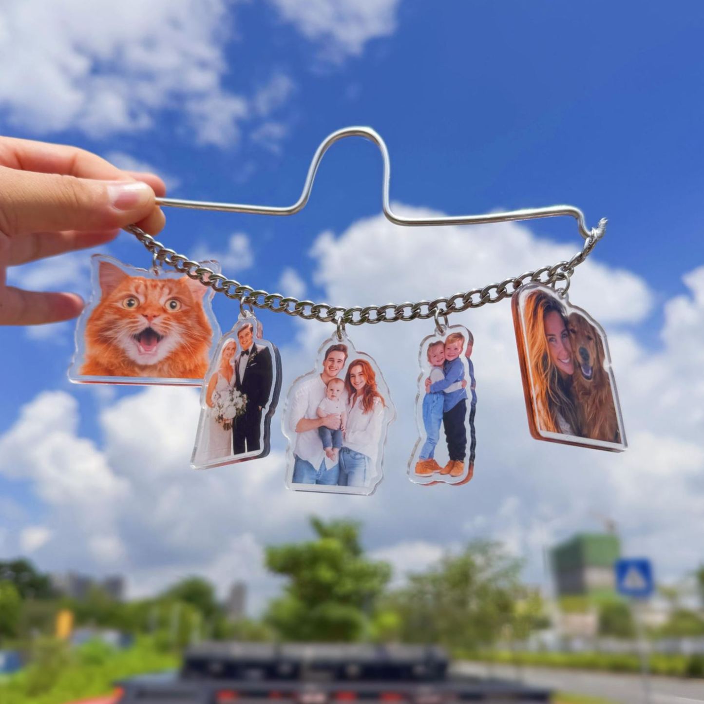 Breloques Personnalisées Pour Voiture, Accessoires De Rétroviseur Pour Femmes, Ornement Photo, Décoration Auto, Idée Cadeau Originale, Jolis Accessoires De Voiture - MyFaceSocksFR