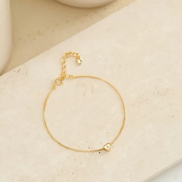 Bracelet Minimaliste À Breloque Cœur 3d, Bracelet Personnalisé Avec Initiale, Bracelet Avec Lettre Gravée, Bracelet En Or, Bijou Du Quotidien, Cadeau De Saint-valentin - MyFaceSocksFR
