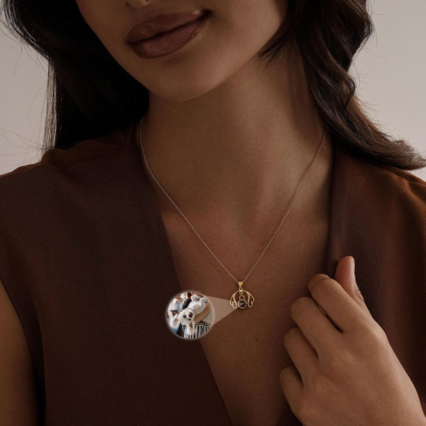 Collier Personnalisé Avec Projection D'oreilles De Chien, Bijou Avec Photo Personnalisée À L'intérieur, Bijou Photo D'oreille D'animal De Compagnie, Collier Commémoratif, Cadeau De Noël Pour Maman - MyFaceSocksFR