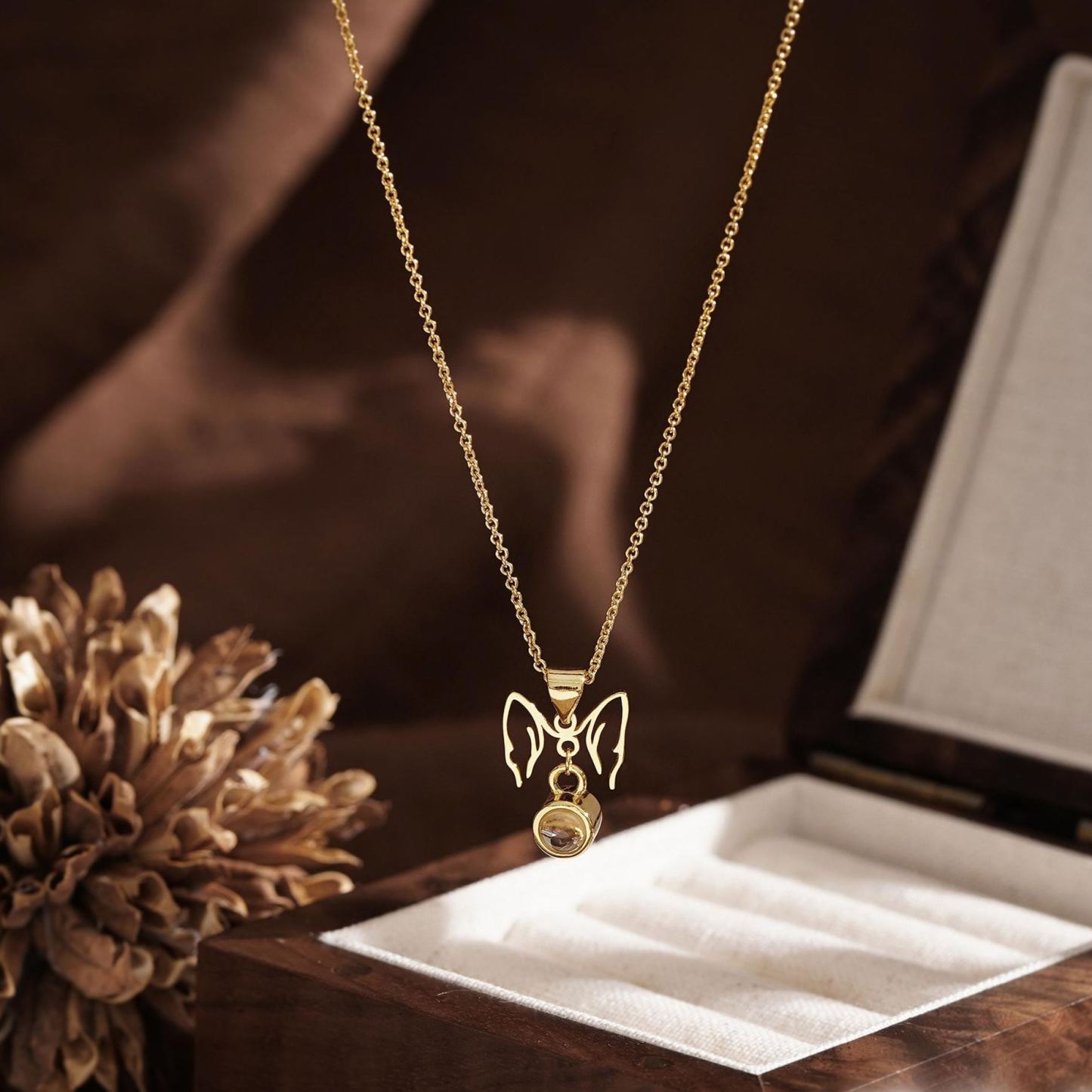 Collier Personnalisé Avec Projection D'oreilles De Chien, Bijou Avec Photo Personnalisée À L'intérieur, Bijou Photo D'oreille D'animal De Compagnie, Collier Commémoratif, Cadeau De Noël Pour Maman - MyFaceSocksFR