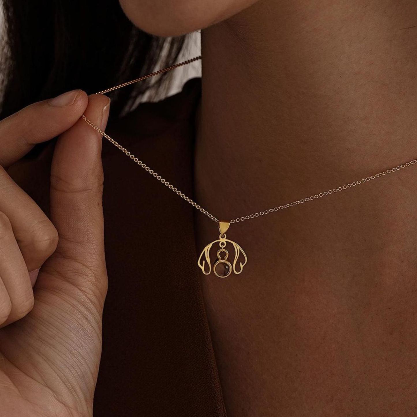 Collier Personnalisé Avec Projection D'oreilles De Chien, Bijou Avec Photo Personnalisée À L'intérieur, Bijou Photo D'oreille D'animal De Compagnie, Collier Commémoratif, Cadeau De Noël Pour Maman - MyFaceSocksFR