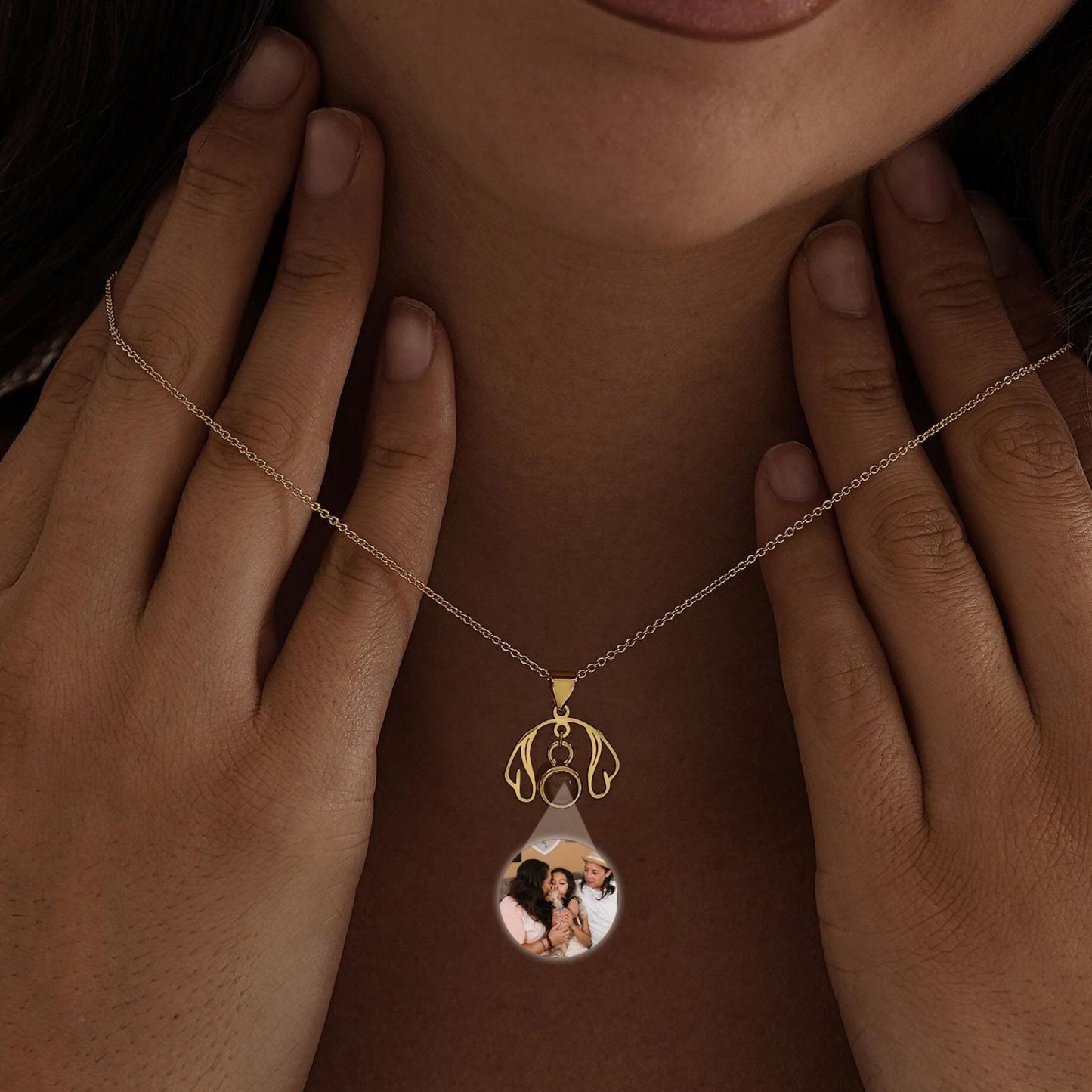 Collier Personnalisé Avec Projection D'oreilles De Chien, Bijou Avec Photo Personnalisée À L'intérieur, Bijou Photo D'oreille D'animal De Compagnie, Collier Commémoratif, Cadeau De Noël Pour Maman - MyFaceSocksFR