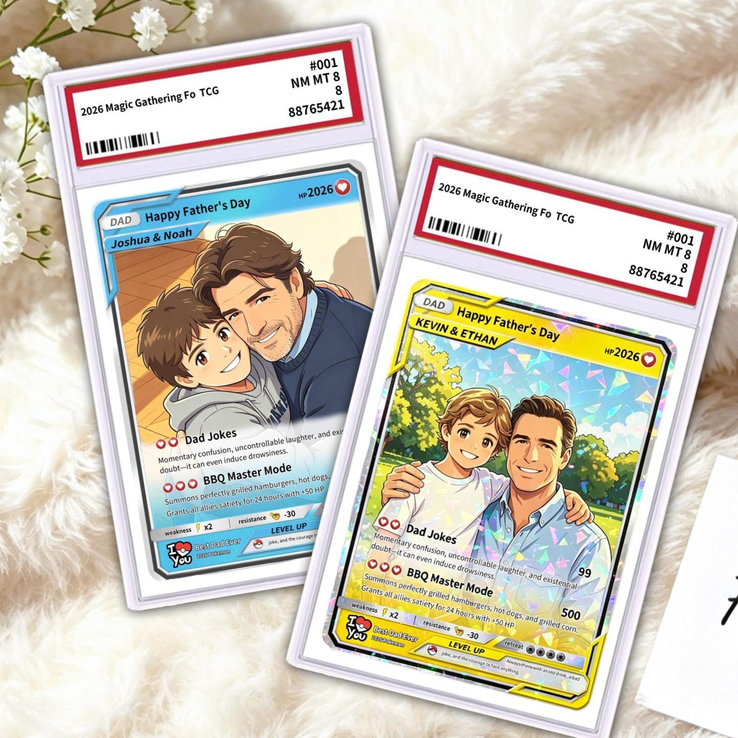 Carte De Fête Des Pères, Cartes De Poker Personnalisées, Photo Personnalisée Sur Carte Holographique, Cadeaux De Fête Des Pères Pour Papa - MyFaceSocksFR