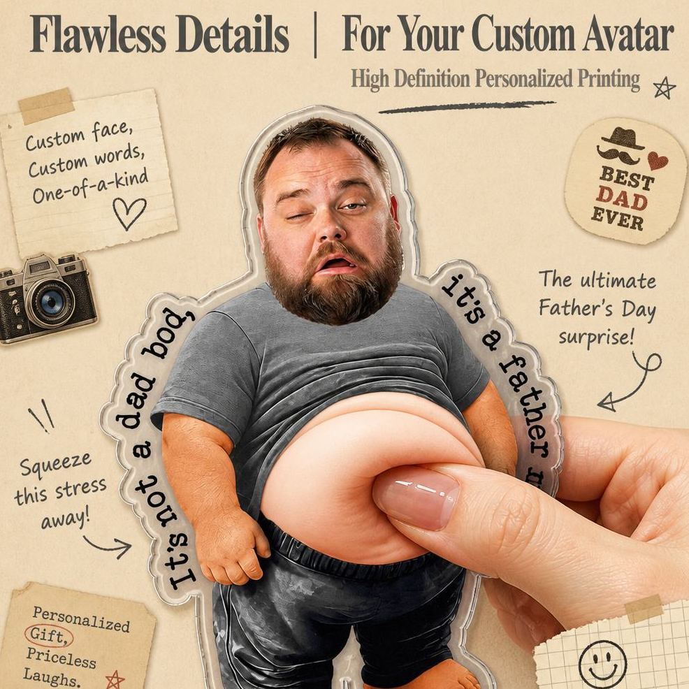 Ce N’est Pas Un Papa Bod, C’est Une Figure Paternelle – Cadeau Drôle Pour La Fête Des Pères – Aimant De Réfrigérateur Personnalisé - MyFaceSocksFR