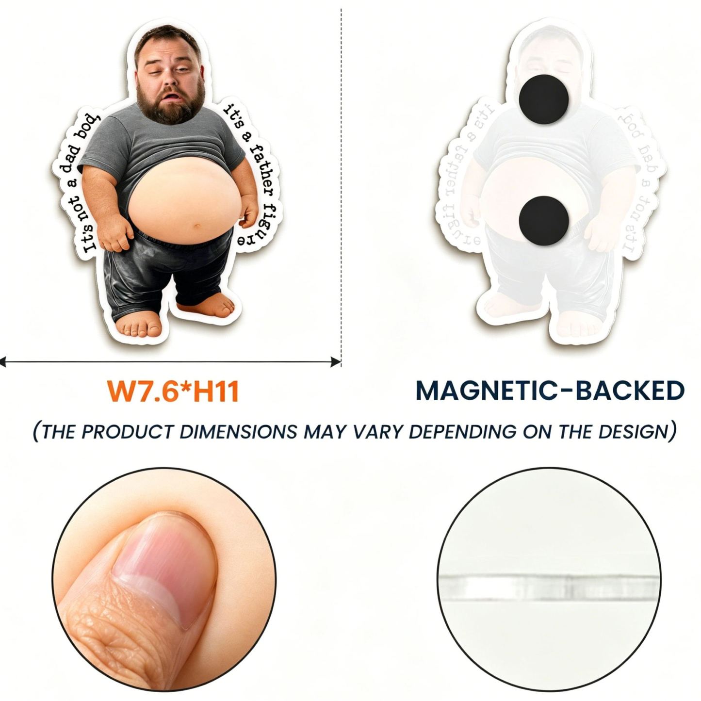 Ce N’est Pas Un Papa Bod, C’est Une Figure Paternelle – Cadeau Drôle Pour La Fête Des Pères – Aimant De Réfrigérateur Personnalisé - MyFaceSocksFR