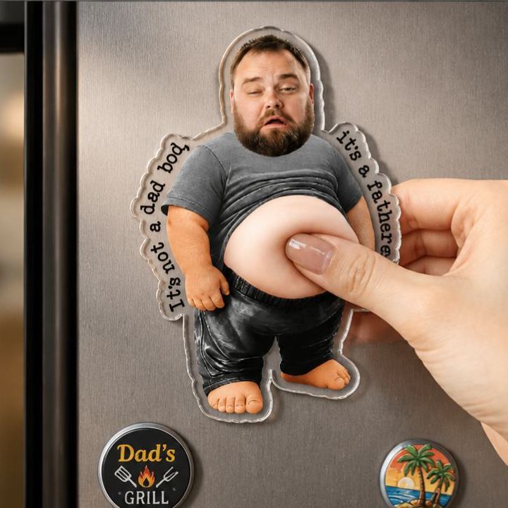 Ce N’est Pas Un Papa Bod, C’est Une Figure Paternelle – Cadeau Drôle Pour La Fête Des Pères – Aimant De Réfrigérateur Personnalisé - MyFaceSocksFR