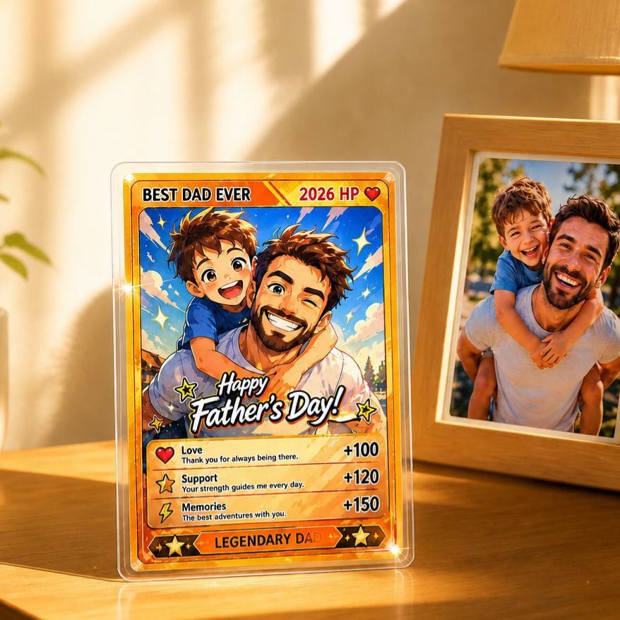 Carte Super Papa Personnalisée – Carte à Collectionner Photo Personnalisée Cadeau De La Fête Des Pères - MyFaceSocksFR