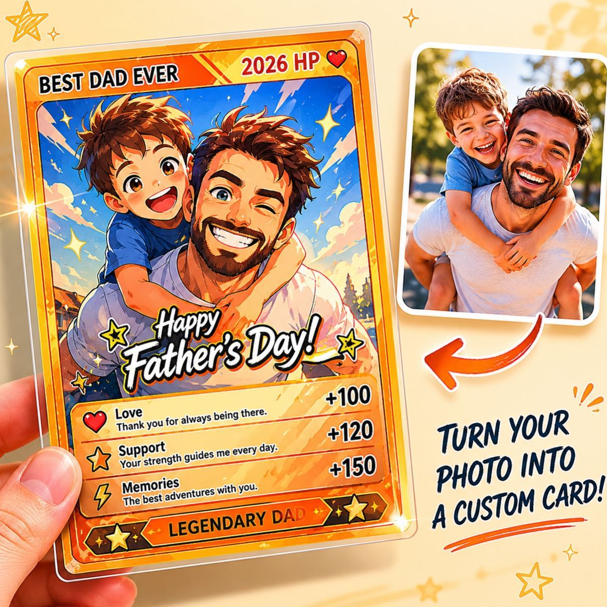 Carte Super Papa Personnalisée – Carte à Collectionner Photo Personnalisée Cadeau De La Fête Des Pères - MyFaceSocksFR