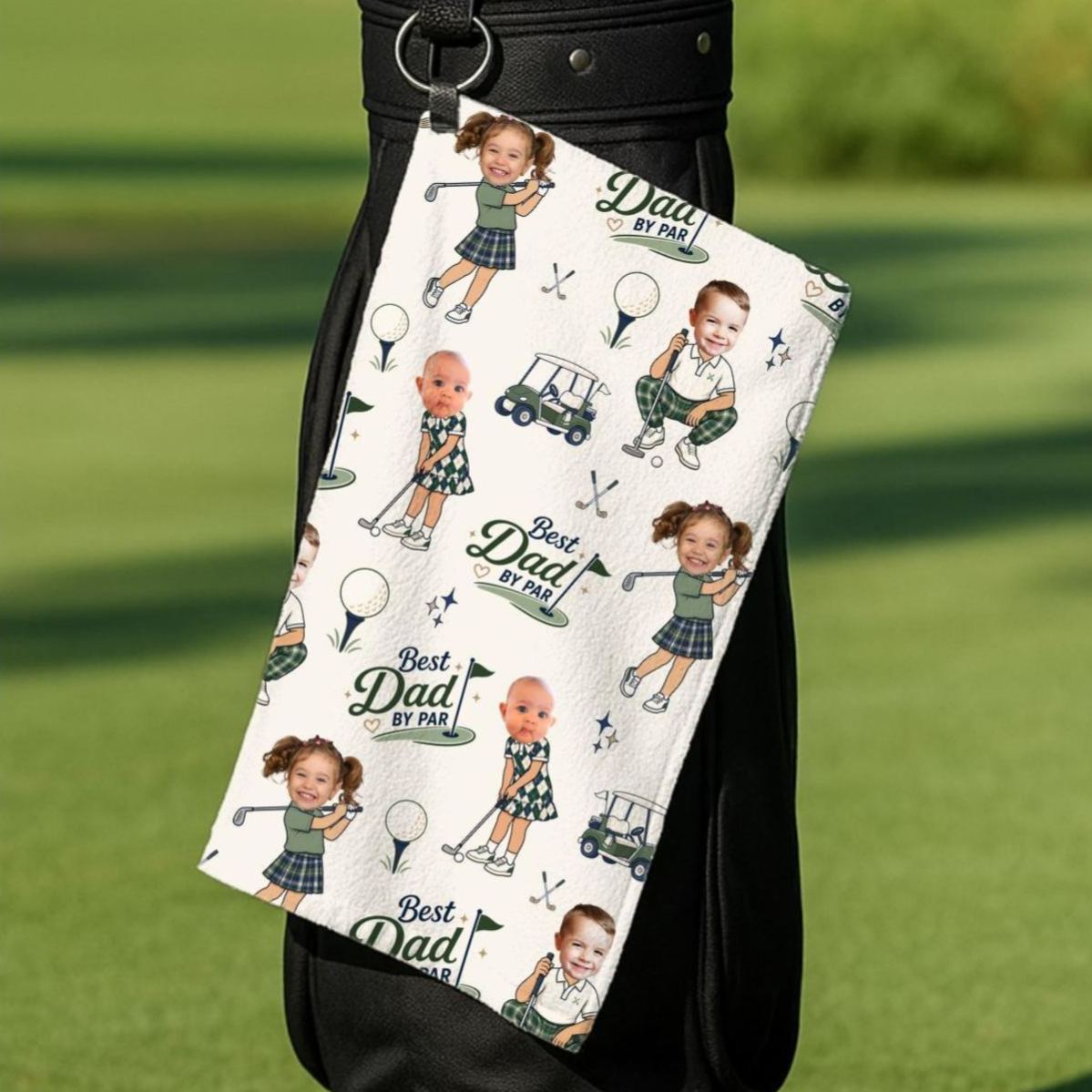 Serviette De Golf Personnalisée, Cadeau Personnalisé Pour Papa Des Enfants, Souvenir De Golf Pour La Fête Des Pères - MyFaceSocksFR