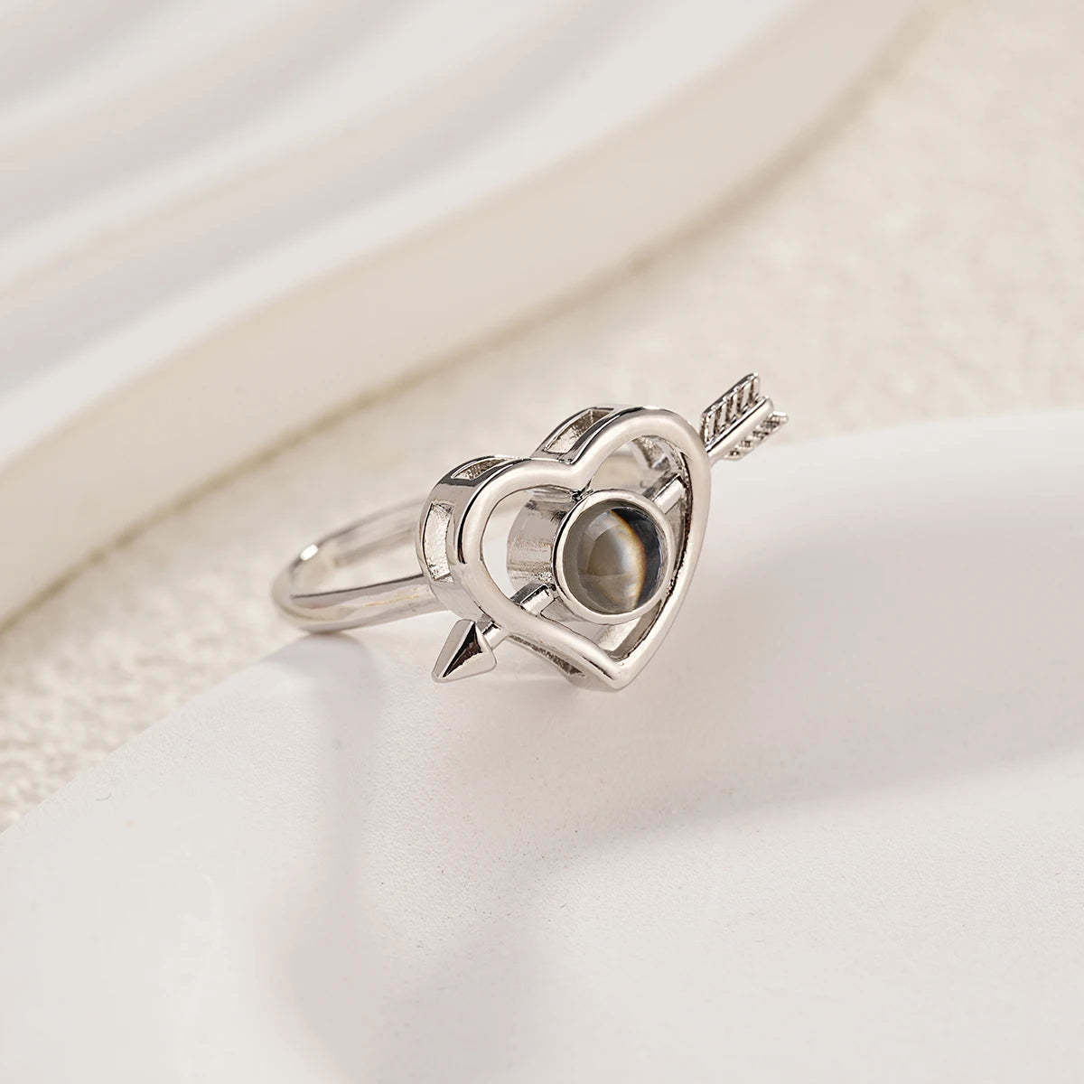 Bague En Forme De Cœur Avec Photo Personnalisée - Idée Cadeau Pour La Saint-valentin - MyFaceSocksFR