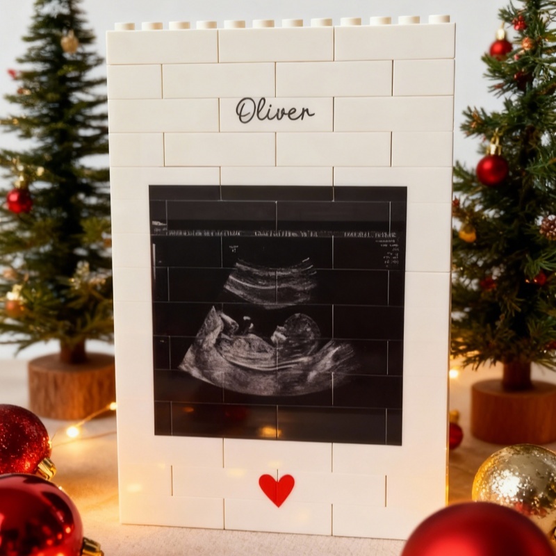 Cadeau Personnalisé Pour Annoncer La Grossesse À Papa : Souvenir De L’échographie De Bébé, Bloc De Construction, Cadeau De Noël Pour Le Nouveau Papa, Amour Du Bébé. - MyFaceSocksFR