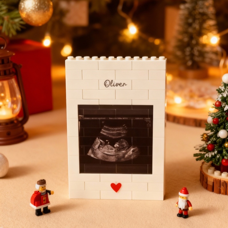 Cadeau Personnalisé Pour Annoncer La Grossesse À Papa : Souvenir De L’échographie De Bébé, Bloc De Construction, Cadeau De Noël Pour Le Nouveau Papa, Amour Du Bébé. - MyFaceSocksFR