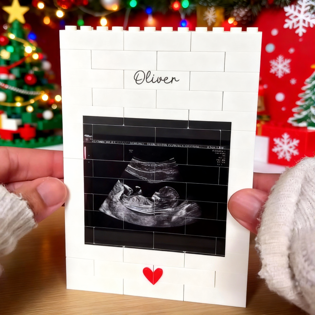 Cadeau Personnalisé Pour Annoncer La Grossesse À Papa : Souvenir De L’échographie De Bébé, Bloc De Construction, Cadeau De Noël Pour Le Nouveau Papa, Amour Du Bébé. - MyFaceSocksFR
