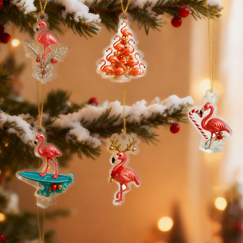 Flamingo-adventskalender 2025 – 2d-acryl-weihnachtskalender Mit Rosa Flamingos, Tropische Weihnachtsdeko, Geschenk Für Mädchen Und Frauen - MyFaceSocksDE