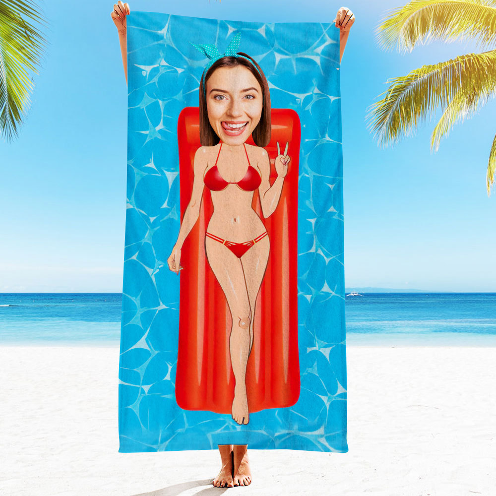 Personalisiertes Gesicht Strandtuch, Personalisiertes Sexy Meerjungfrau Strandtuch, Lustiges Geschenk Für Ihn - MyFaceSocksDE