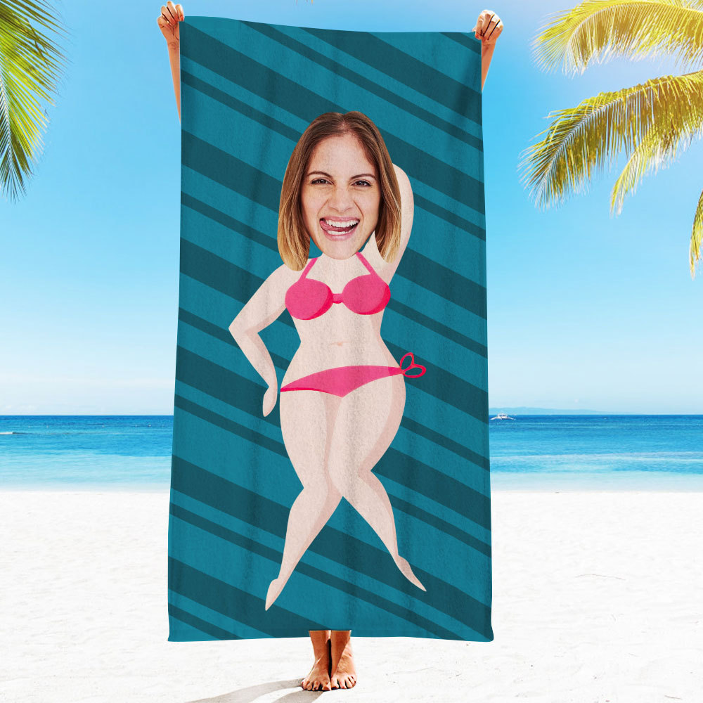 Personalisiertes Gesicht Strandtuch, Personalisiertes Sexy Meerjungfrau Strandtuch, Lustiges Geschenk Für Ihn - MyFaceSocksDE