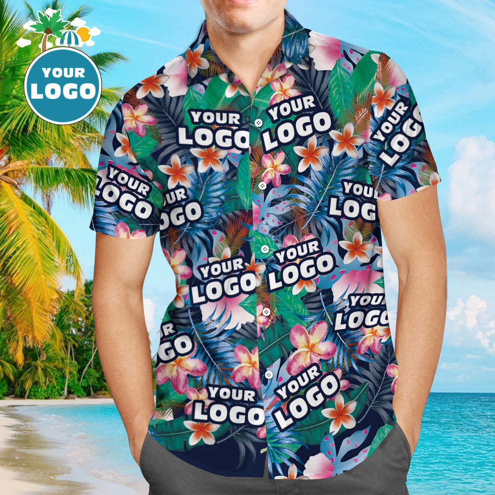 Kundenspezifisches Logo-hawaii-hemden-bunte Blumen Personalisiertes Aloha-strand-hemd Für Männer