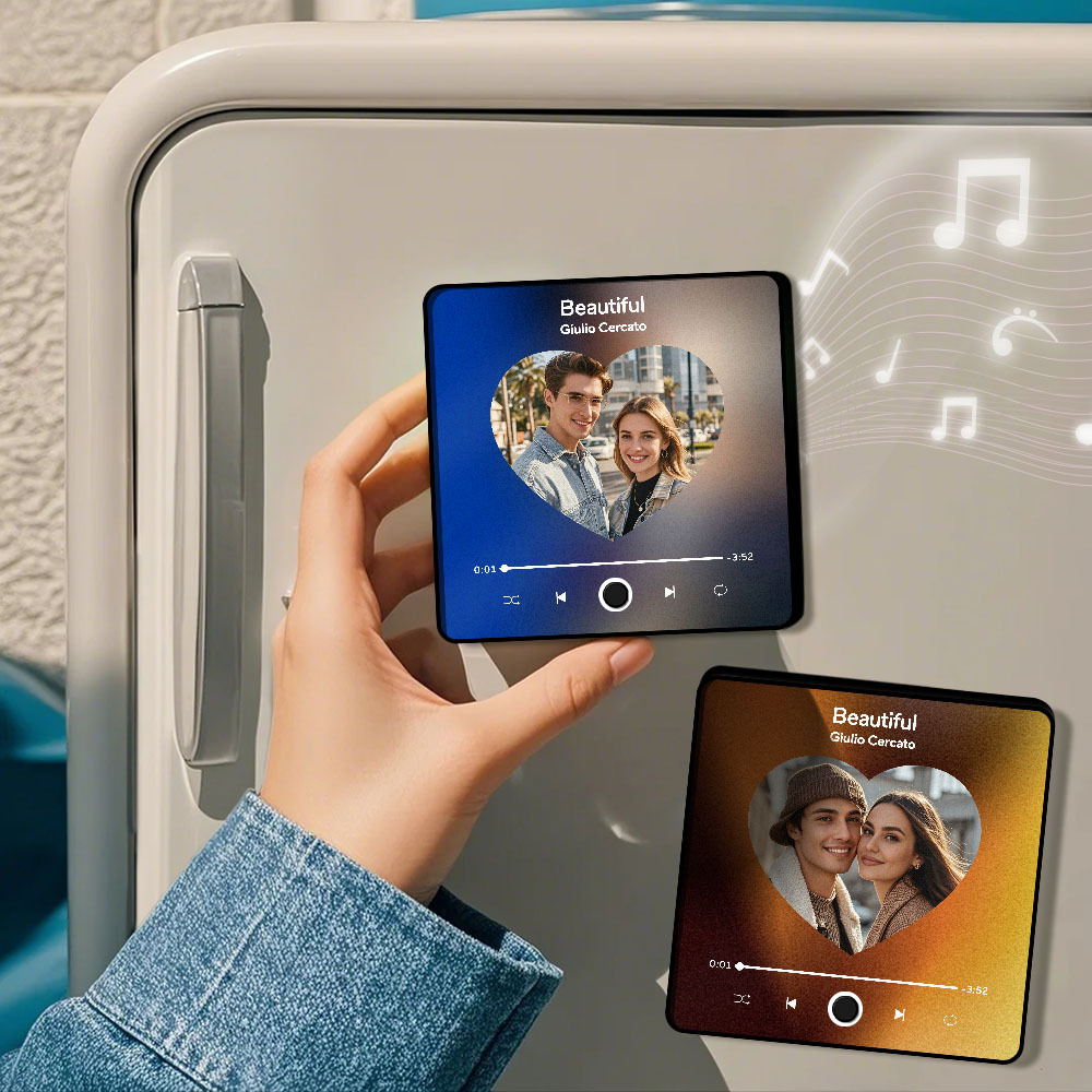 Benutzerdefinierter Multi-fotoalbum-musik-kühlschrankmagnet, Foto- Und Text-musik-kühlschrank, Personalisierter Telefon-musik-kühlschrankmagnet Pro - MyFaceSocksDE