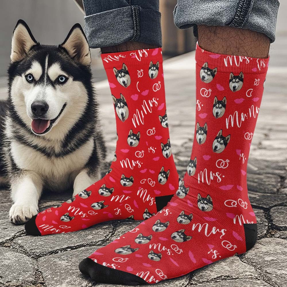 Benutzerdefinierte Vollgesichtssocken, Mrs. Cute-socken, Personalisiertes Foto, Individuelles Design, Beste Geschenkidee - MyFaceSocksDE