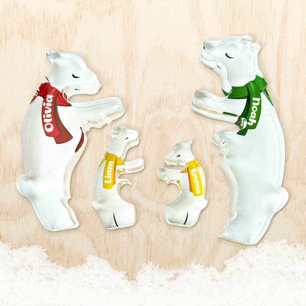 Personalisiertes Familien-acryl-bär-puzzle, Individueller Name, Acryl-bär Mit Schal, Warmes Weihnachtsgeschenk - GesichtSocken