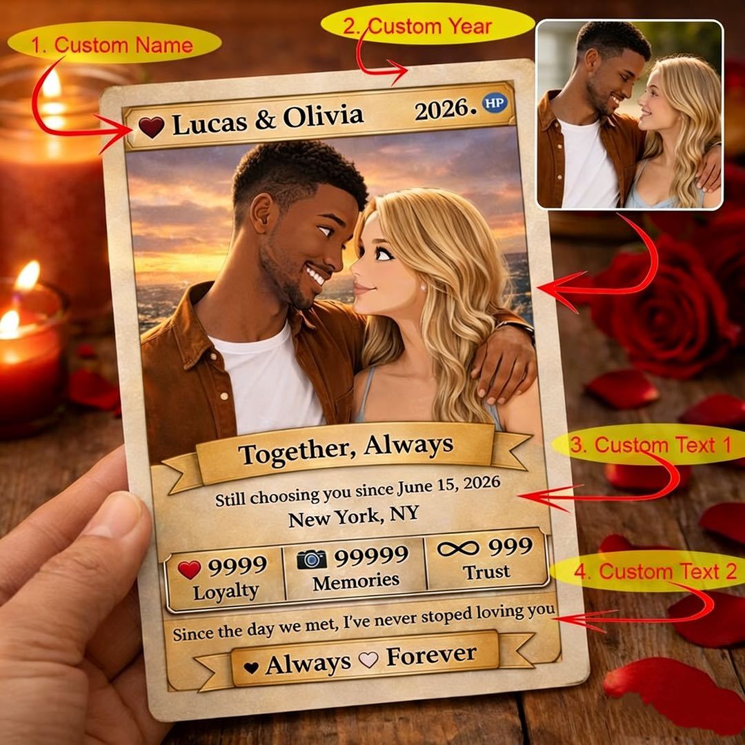 Personalisierte Valentinstagskarte Für Power-paare, Individuelle Jahrestagskarte Im Anime-stil Mit Pärchenfoto, Das Perfekte Valentinstagsgeschenk Für Verliebte - MyFaceSocksDE