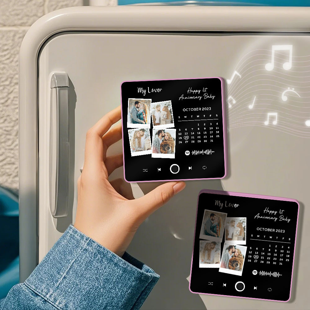 Personalisierter Fotoalbum-musik-kühlschrankmagnet, Herzfoto Und Datum, Musik-kühlschrank, Personalisierter Telefon-musik-kühlschrankmagnet Pro - MyFaceSocksDE
