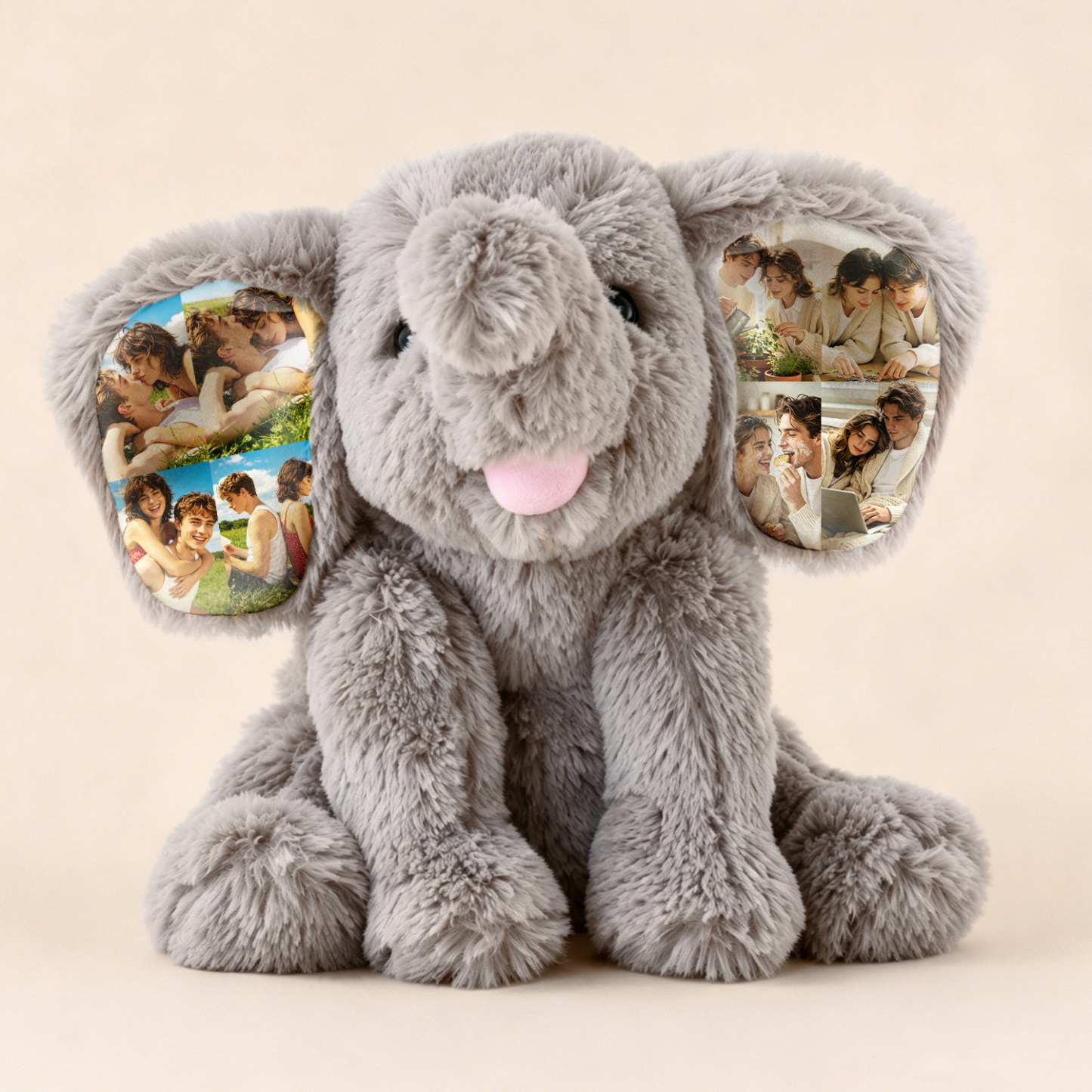 Elefanten-Plüschtier Mit Foto – Personalisiertes Elefanten-Geschenk Mit Ohrenmotiv Für Paare Zum Jahrestag - MyFaceSocksDE
