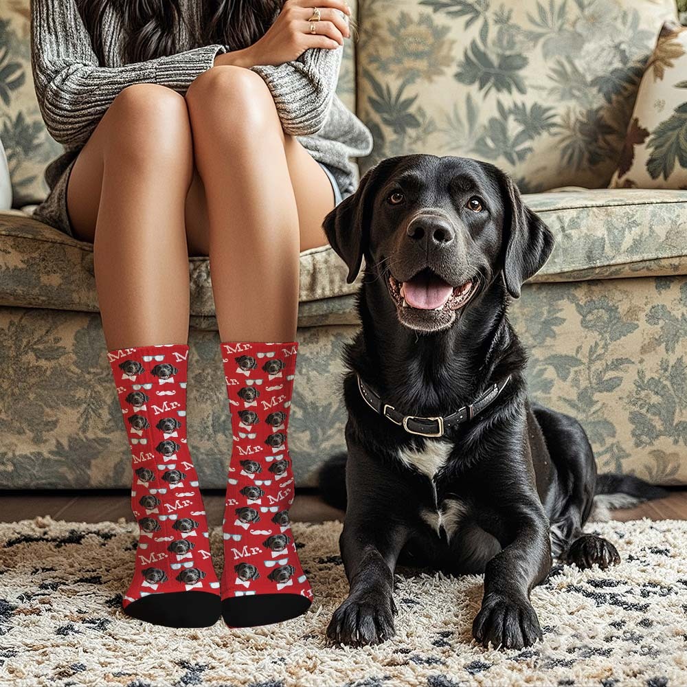 Benutzerdefinierte Vollgesichtssocken Mr. Cute Socken, Personalisiertes Foto, Individuelles Design, Beste Geschenkidee - MyFaceSocksDE