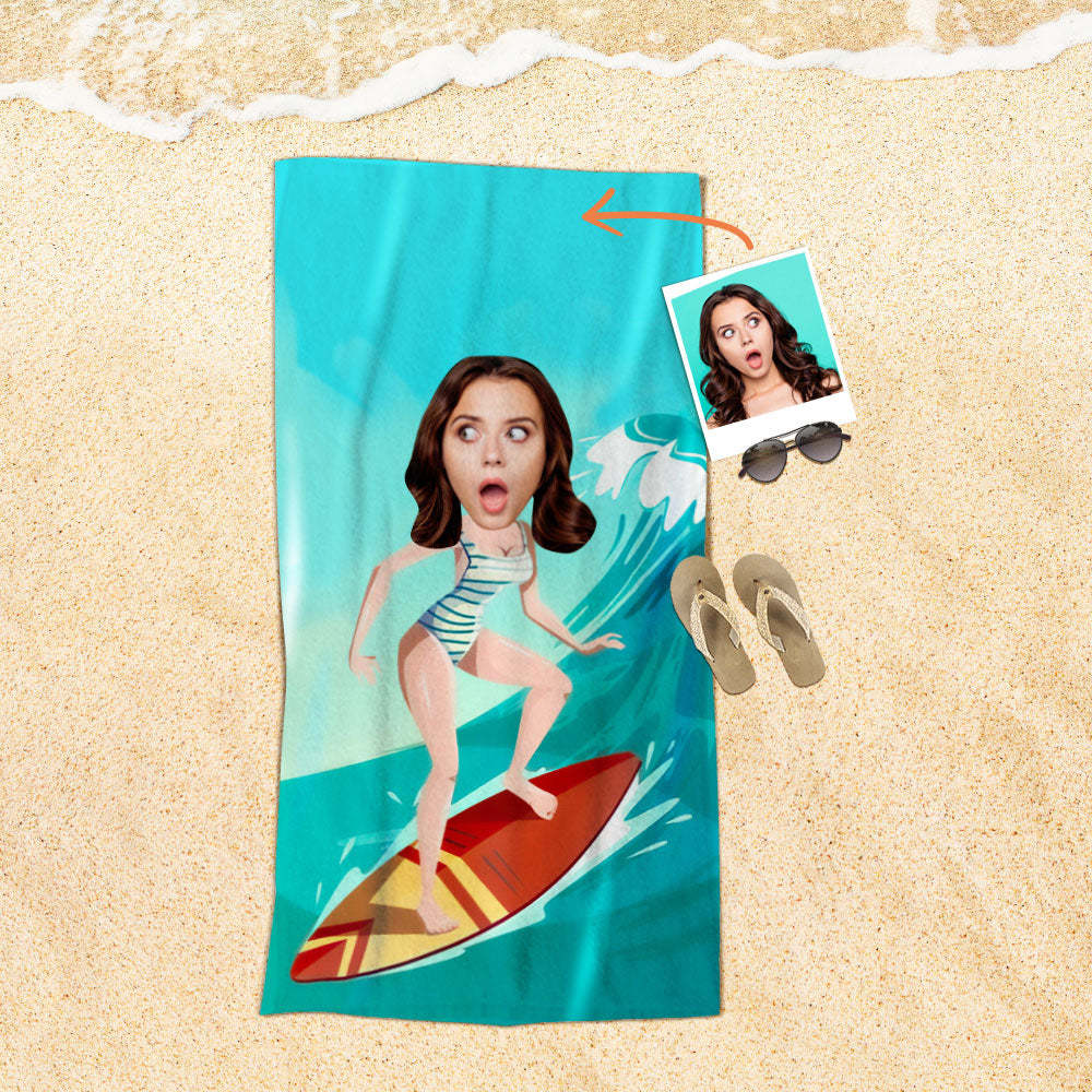 Personalisiertes Gesicht Strandtuch, Personalisiertes Sexy Meerjungfrau Strandtuch, Lustiges Geschenk Für Ihn - MyFaceSocksDE