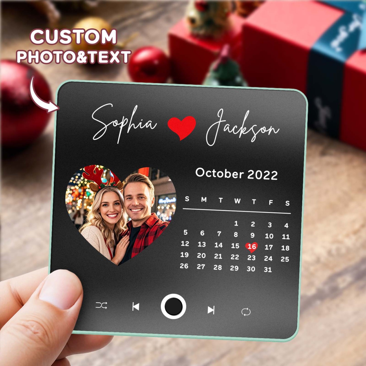 Personalisierter Fotoalbum-musik-kühlschrankmagnet, Herzfoto Und Datum, Musik-kühlschrank, Personalisierter Telefon-musik-kühlschrankmagnet Pro - MyFaceSocksDE