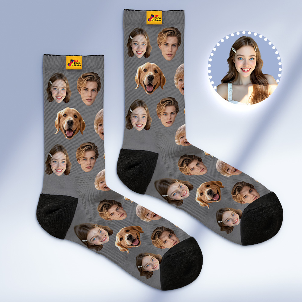 Benutzerdefinierte Gesichtssocken Personalisierte Socken Mit Gesichtern Foto Rot Lustiges Geschenk Foto Familiensocken - MyFaceSocksDE