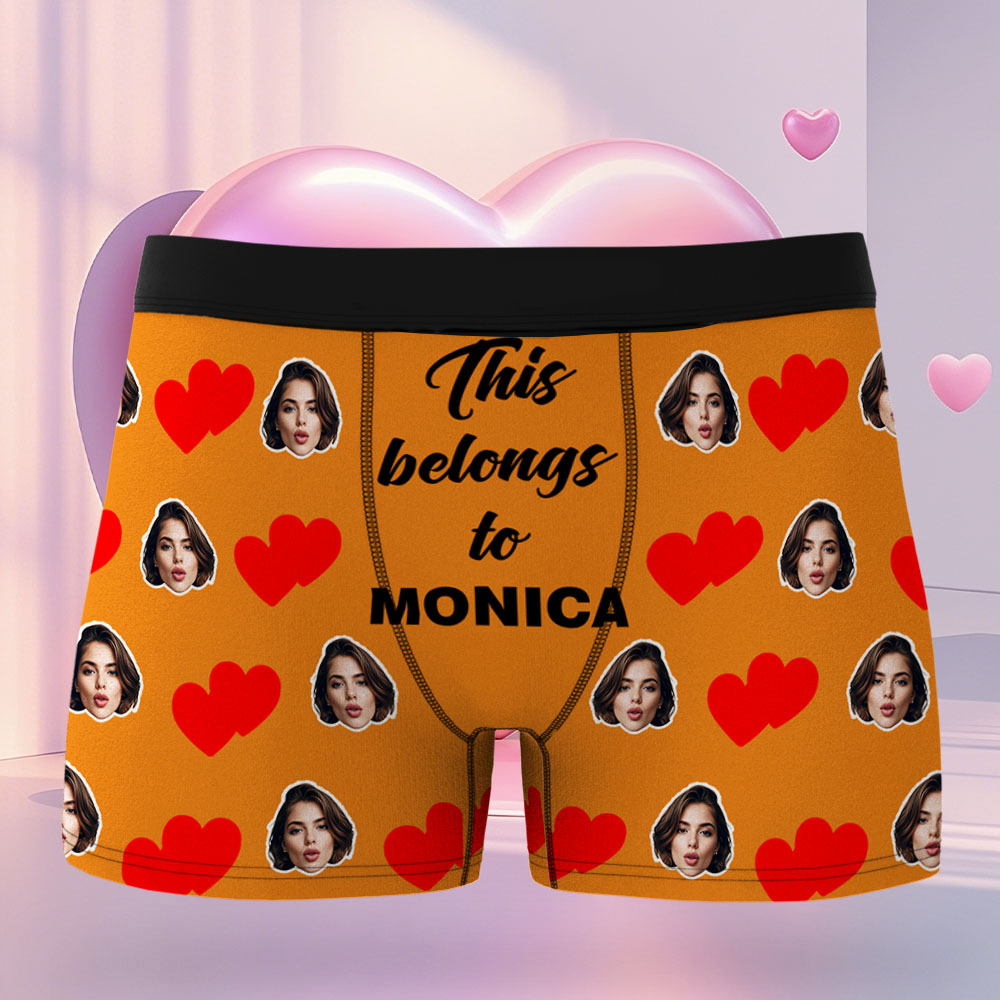 Benutzerdefinierte Gesichts-boxershorts Für Herren. Dies Gehört Zum Namen. Gesichts-boxershorts. Personalisierte Rosa Gesichts-boxershorts. Valentinstag-unterwäsche-geschenk - MyFaceSocksDE