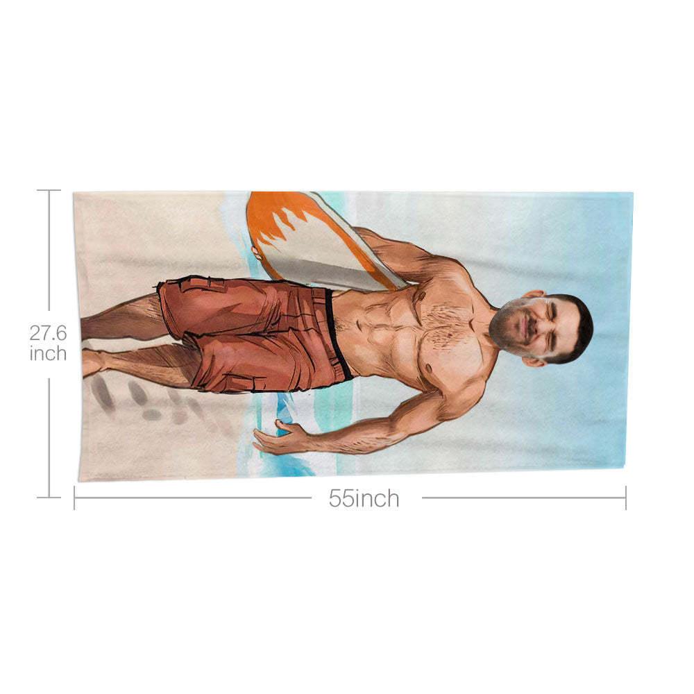Personalisiertes Gesicht Strandtuch, Personalisiertes Sexy Meerjungfrau Strandtuch, Lustiges Geschenk Für Ihn - MyFaceSocksDE