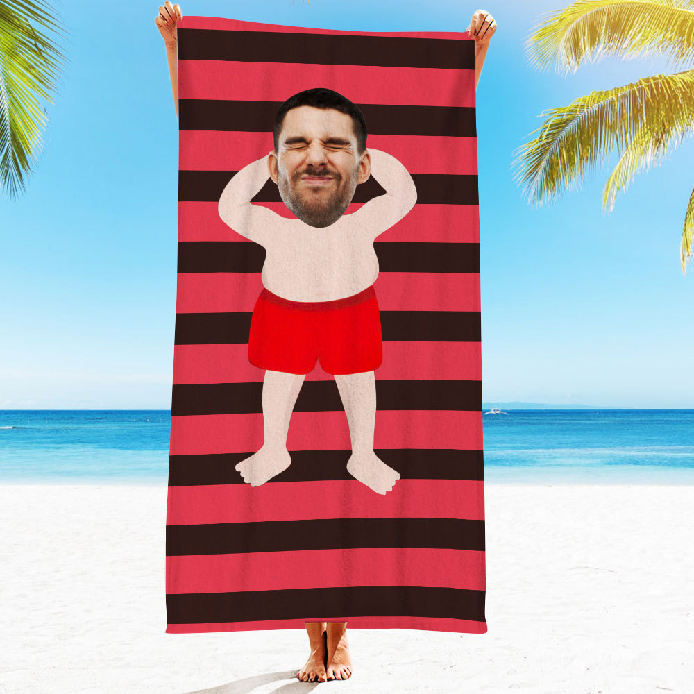 Benutzerdefiniertes Gesicht Strandtuch, Personalisiertes Sexy Meerjungfrau Strandtuch, Lustiges Geschenk - MyFaceSocksDE