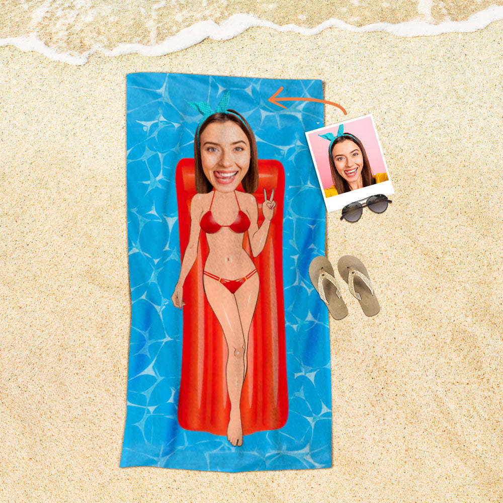 Personalisiertes Gesicht Strandtuch, Personalisiertes Sexy Meerjungfrau Strandtuch, Lustiges Geschenk Für Ihn - MyFaceSocksDE