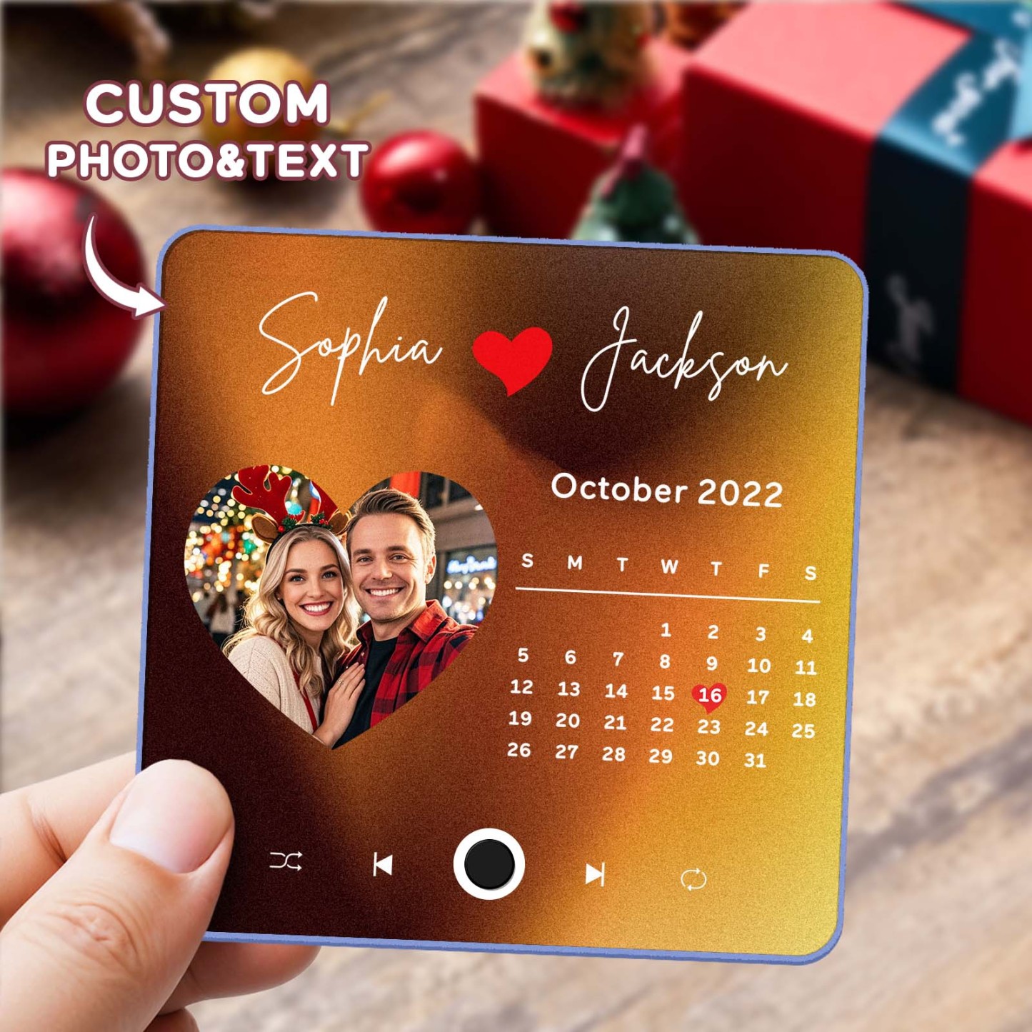 Personalisierter Fotoalbum-musik-kühlschrankmagnet, Herzfoto Und Datum, Musik-kühlschrank, Personalisierter Telefon-musik-kühlschrankmagnet Pro - MyFaceSocksDE