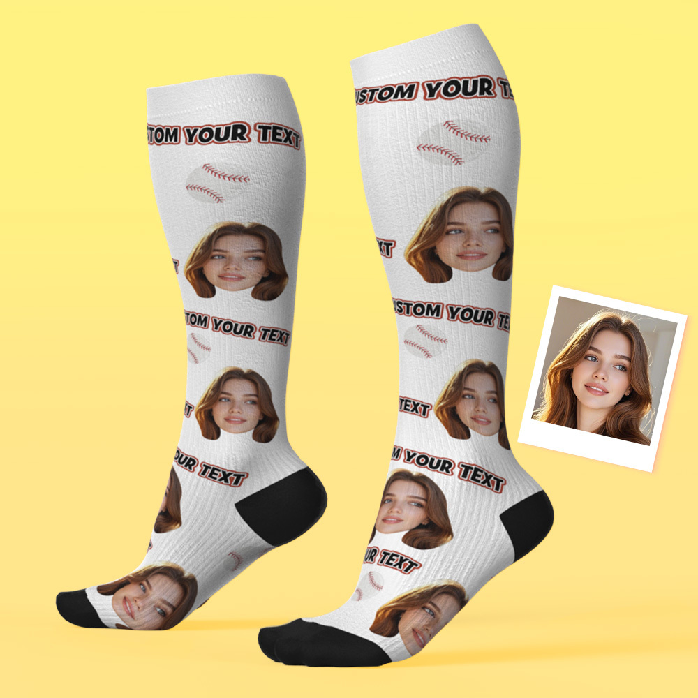 Individuelle Kniestrümpfe Mit Foto- Und Text-upgrade Individuelle Atmungsaktive Kniestrümpfe Mit Kompression - MyFaceSocksDE