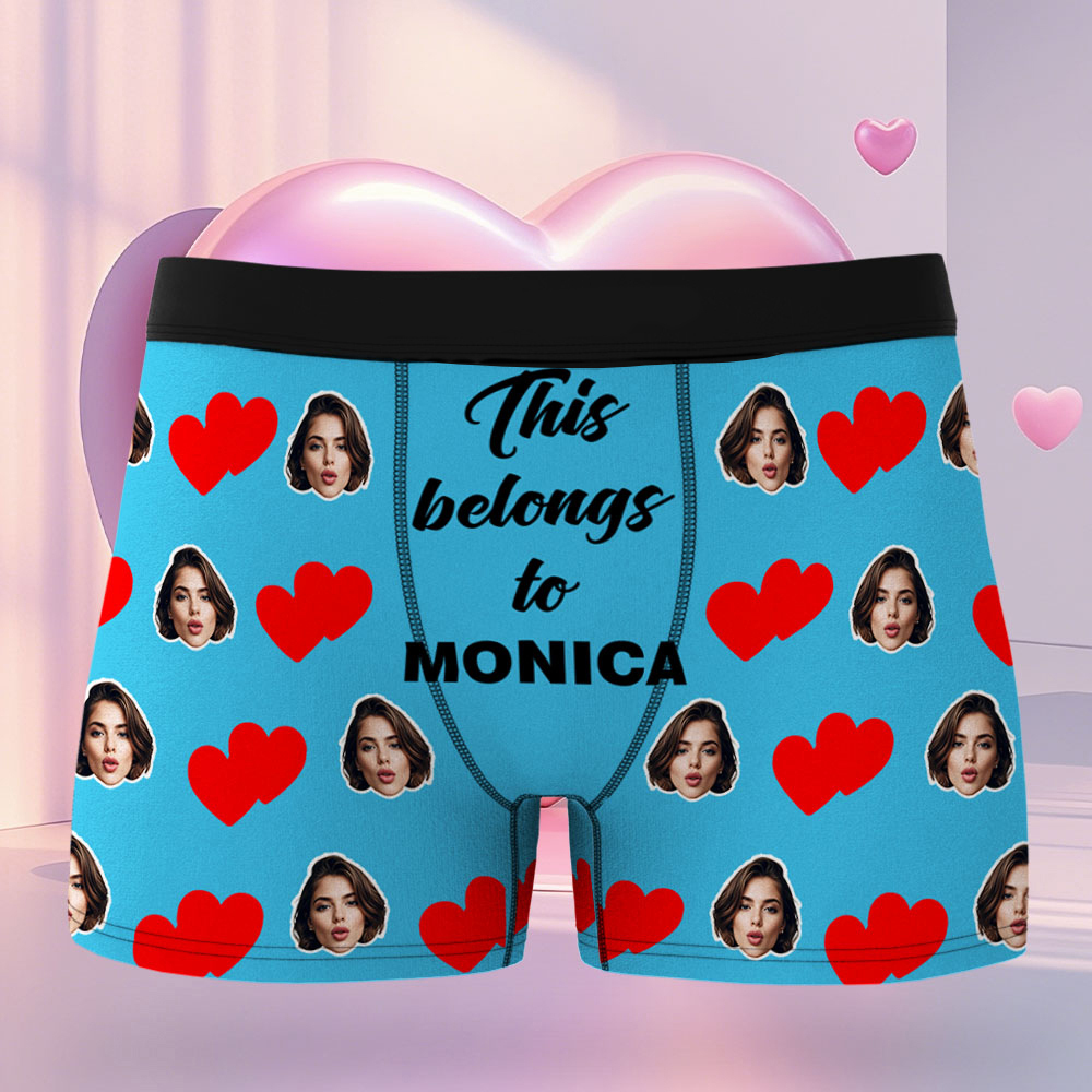 Benutzerdefinierte Gesichts-boxershorts Für Herren. Dies Gehört Zum Namen. Gesichts-boxershorts. Personalisierte Rosa Gesichts-boxershorts. Valentinstag-unterwäsche-geschenk - MyFaceSocksDE