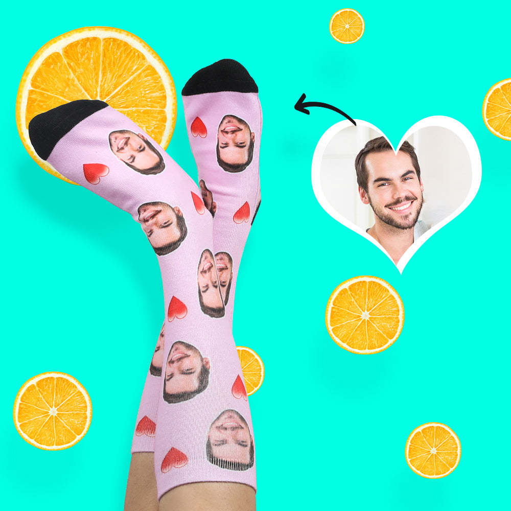 Vatertagsgeschenke - Personalisierte Herz Socken Mit Gesicht - Gesichtsocken