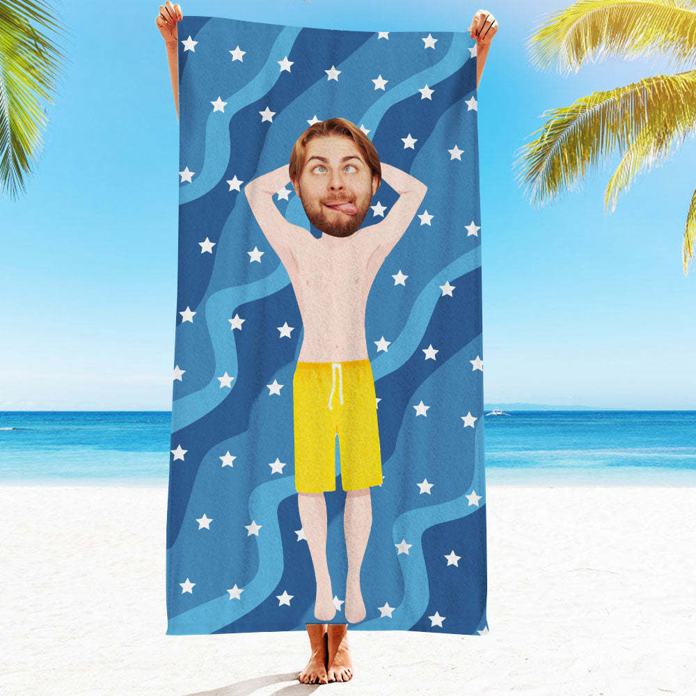 Personalisiertes Gesicht Strandtuch, Personalisiertes Sexy Meerjungfrau Strandtuch, Lustiges Geschenk Für Ihn - MyFaceSocksDE