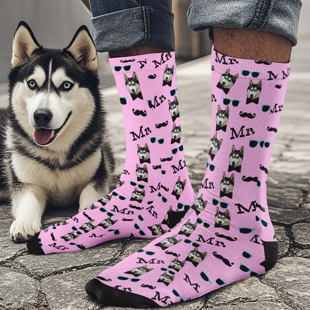 Benutzerdefinierte Vollgesichtssocken Mr. Cute Socken, Personalisiertes Foto, Individuelles Design, Beste Geschenkidee - MyFaceSocksDE