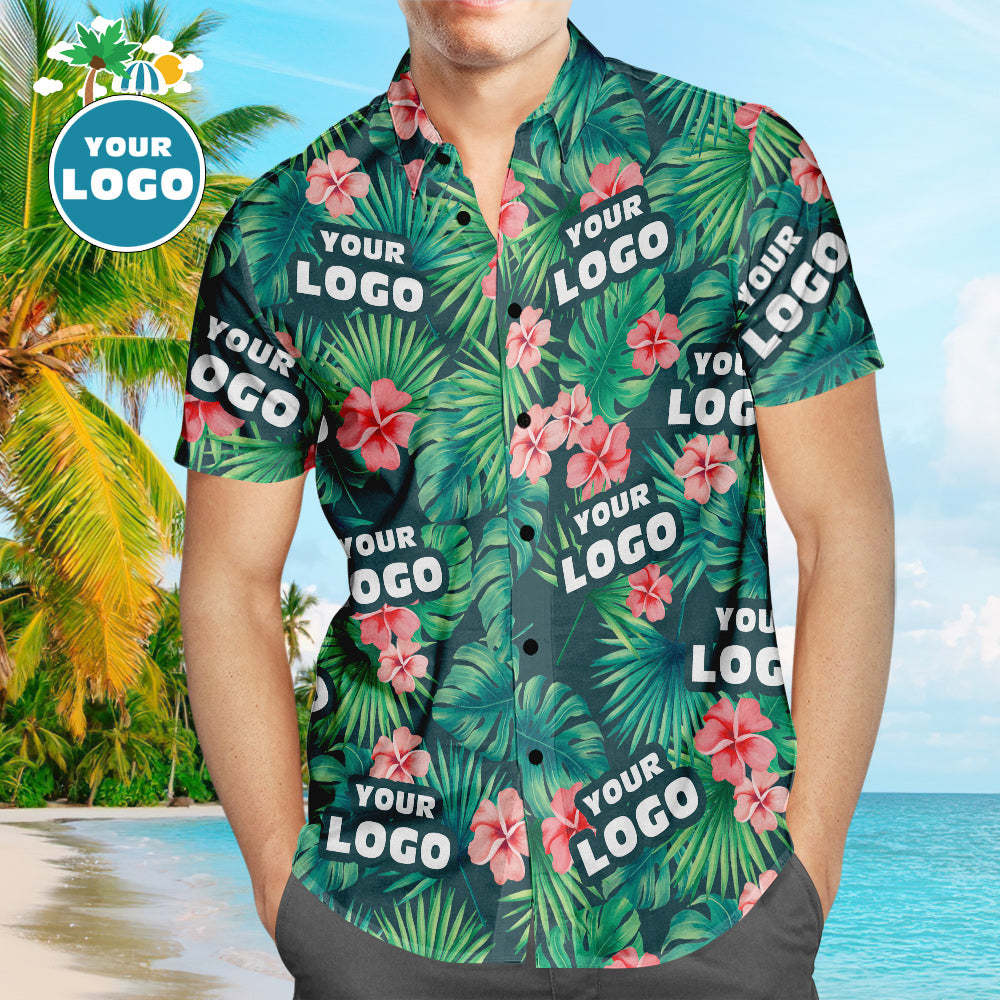 Kundenspezifisches Logo-hawaii-hemden-rote Blumen Entwerfen Personalisiertes Aloha-strand-hemd F¨¹r M?nner - GesichtSocken