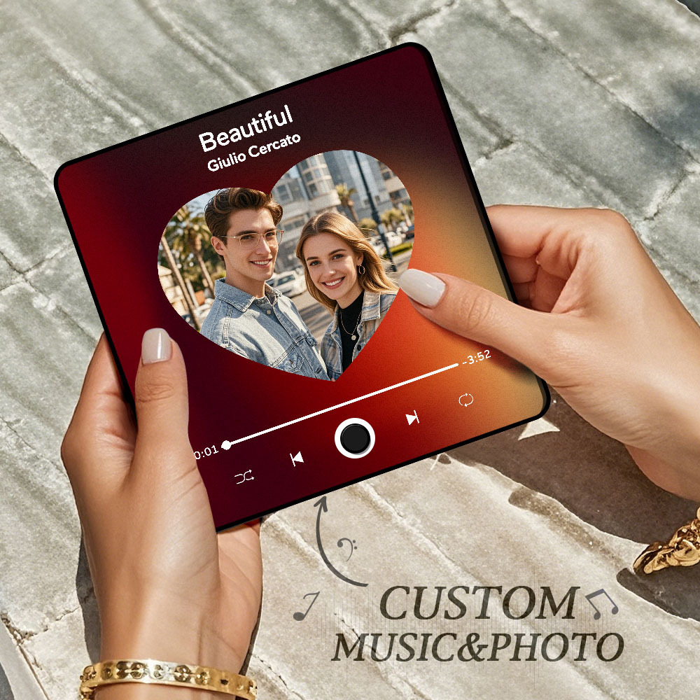 Benutzerdefinierter Multi-fotoalbum-musik-kühlschrankmagnet, Foto- Und Text-musik-kühlschrank, Personalisierter Telefon-musik-kühlschrankmagnet Pro - MyFaceSocksDE