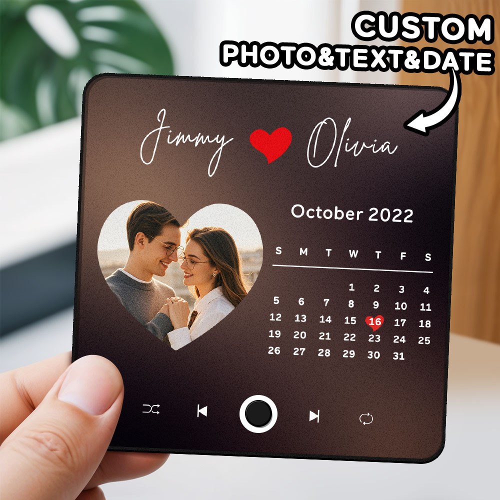 Personalisierter Fotoalbum-musik-kühlschrankmagnet, Herzfoto Und Datum, Musik-kühlschrank, Personalisierter Telefon-musik-kühlschrankmagnet Pro - MyFaceSocksDE